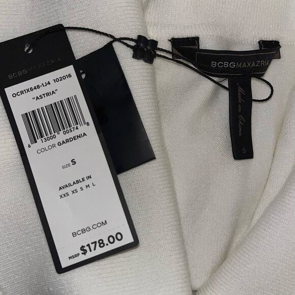 BCBGMAXAZRIA Astria Off Shoulder Sweater Gardenia White Size Small NWT - Picture 4 of 5